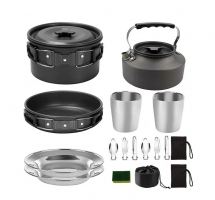 Camping Cookware Set Portable Outdoor Cooking Supplies Pot Pan Kettle Cups Plates Flatware Tableware Mess Kit for 2 People | Fugo Best