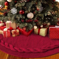 48 Inch Christmas Tree Skirt Knitted Christmas Decoration Supplies Red Knitted Navidad Christmas Tree Apron New Year Decoration | Fugo Best