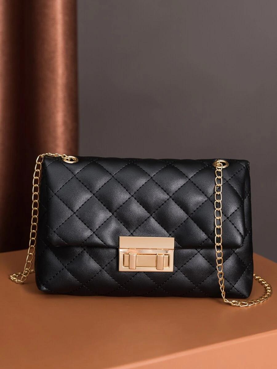 Quilted Twist Lock Chain Bag | Fugo Best