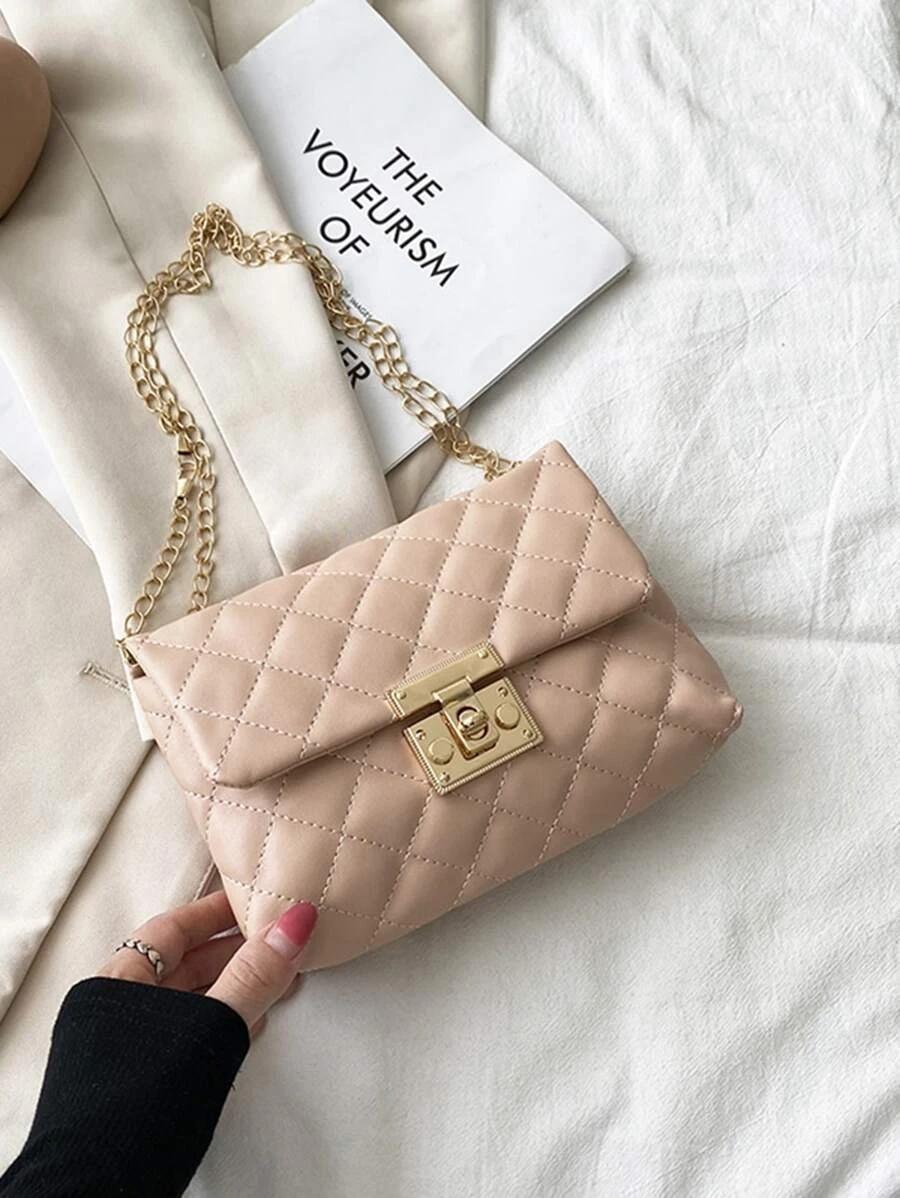 Quilted Twist Lock Chain Bag | Fugo Best