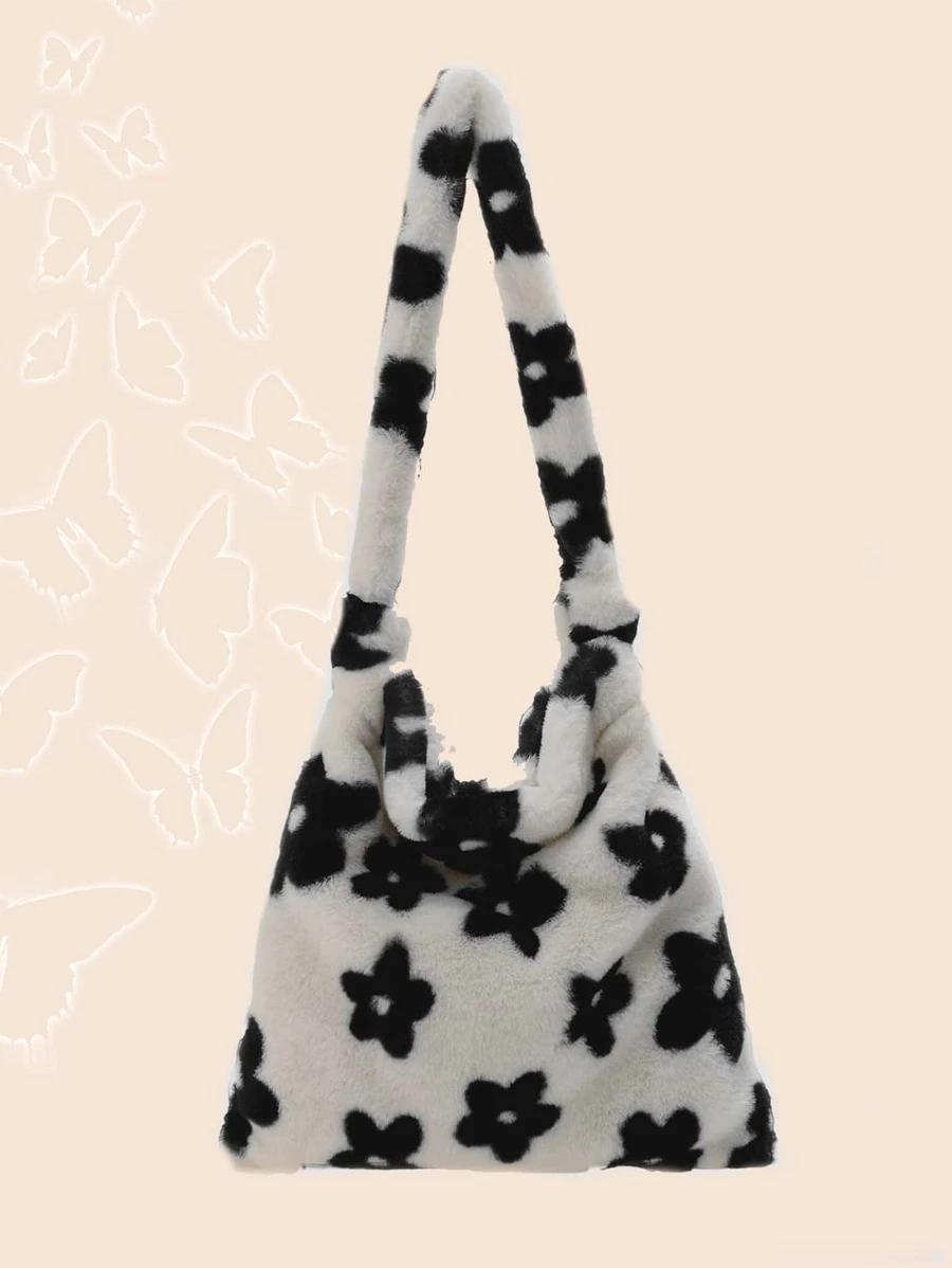 Floral Graphic Fluffy Baguette Bag | Fugo Best