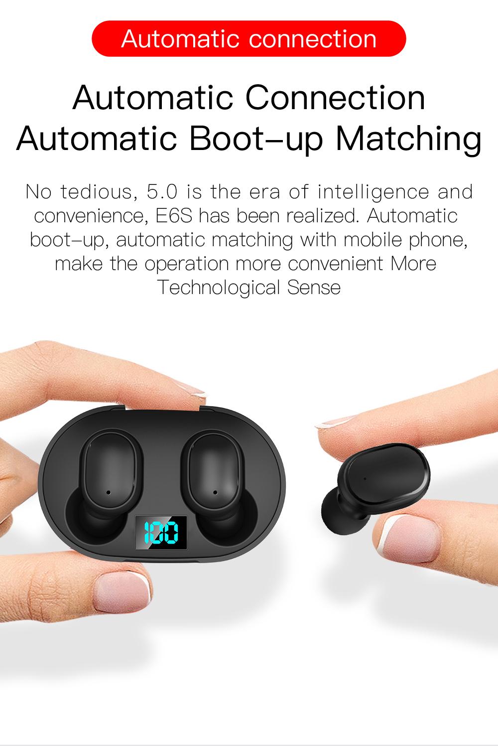 TWS E6S Bluetooth Earphones Wireless Earbuds IN Ear Stereo Noise Cancelling Sports Headsets With Microphone fone Headphones | Fugo Best