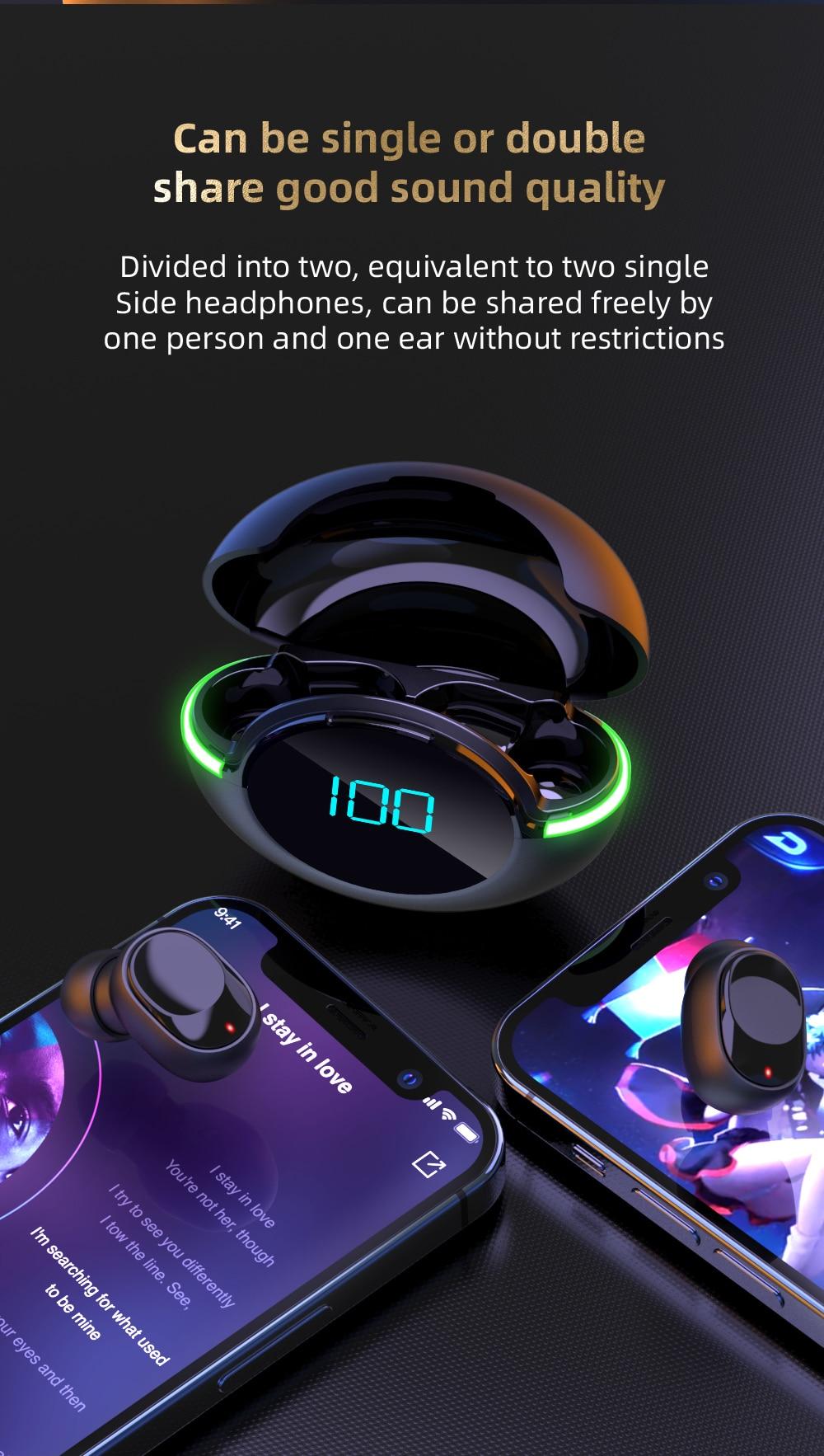 Music Sport Bluetooth Earphones Y80 Wireless Headphones Waterproof Noise Canceling Earbuds For Xiaomi Huawei Oneplus Phone TWS | Fugo Best