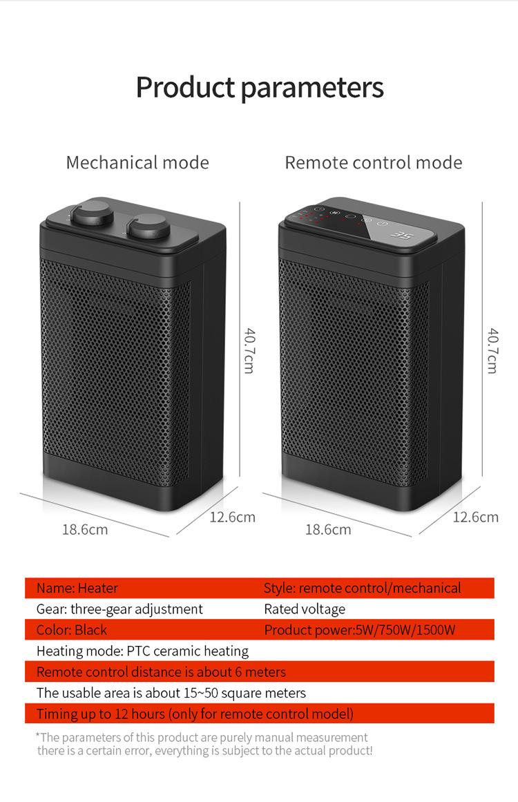 Electric Ceramic Fan Heater Home Office Portable Heater Ptc Ceramic Quick Heating 3 Gear Desktop Warmer Air Machine For Winter | Fugo Best