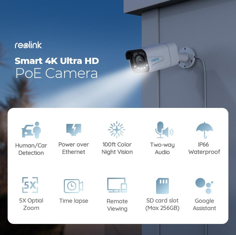 Reolink Smart 4K 8MP Security Camera PoE 5X Optical Zoom 2-way Audio Spotlight Waterproof Cam with Human/Car Detection RLC-811A | Fugo Best