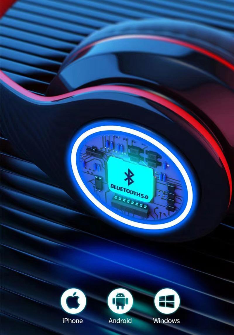 Noise reduction headphones Wireless bluetooth gaming headsets for TV PC music headsets LED lighting with microphone earphone | Fugo Best