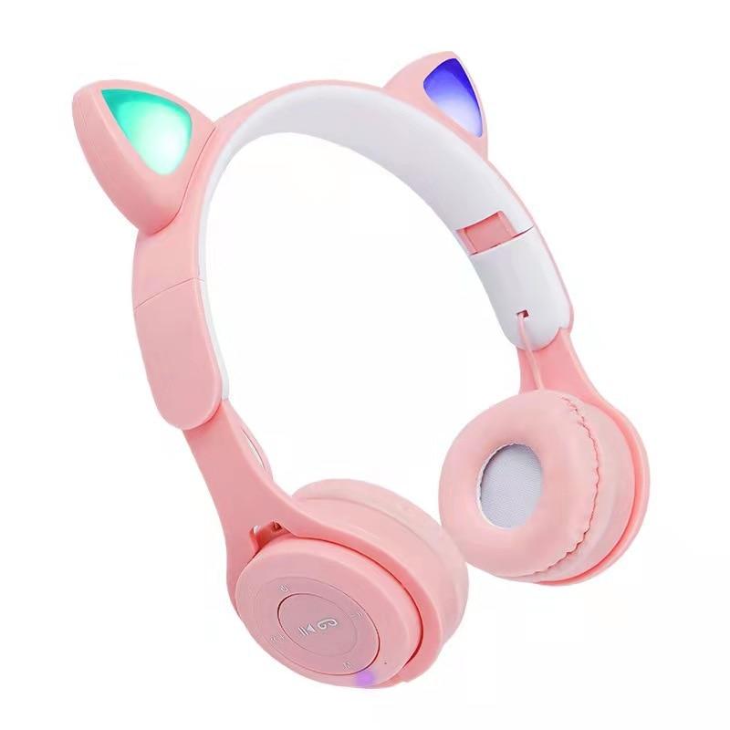 Cute eared headphones pink wireless music gadget Vector Image