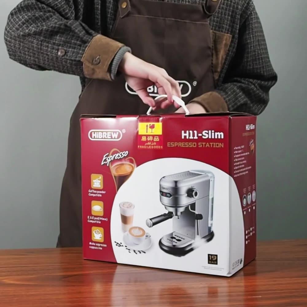 HiBREW Coffee Maker Cafetera 19 Bar Inox Semi Automatic Super Slim ESE POD&  Powder Espresso Cappuccino Machine Hot Water H11