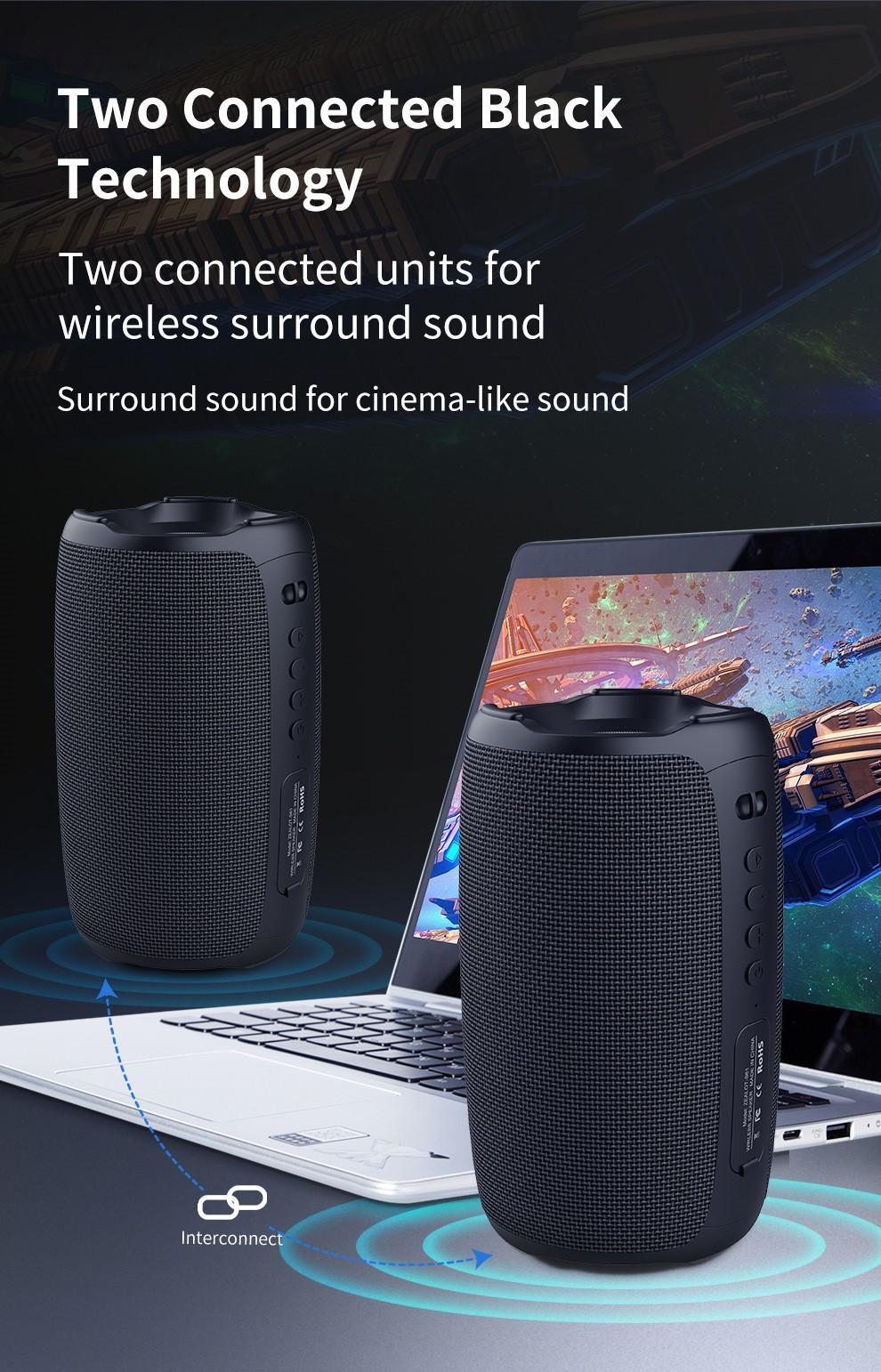 Zealot S61 Portable Bluetooth Speaker Double Diaphragm Wireless Subwoofer Waterproof Outdoor Sound Box Stereo Music Surround | Fugo Best