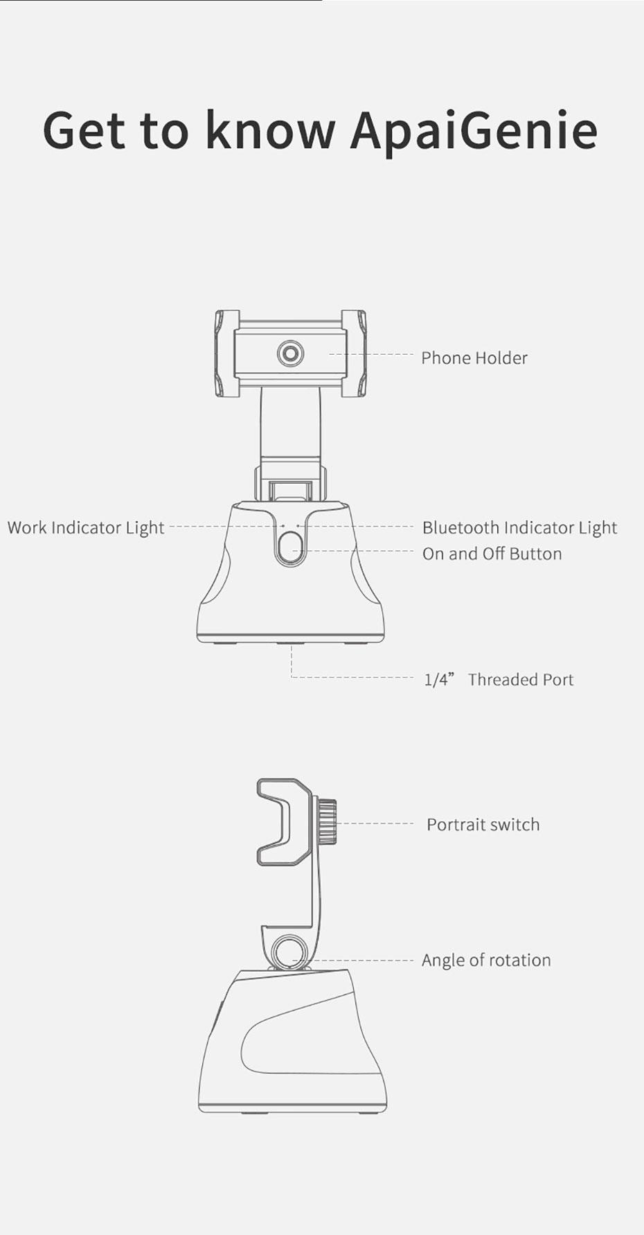 Auto Face Tracking Camera Gimbal Stabilizer Smart Shooting Holder 360 Rotation Selfie Stick Tripod for Live Vlog Video Recording | Fugo Best