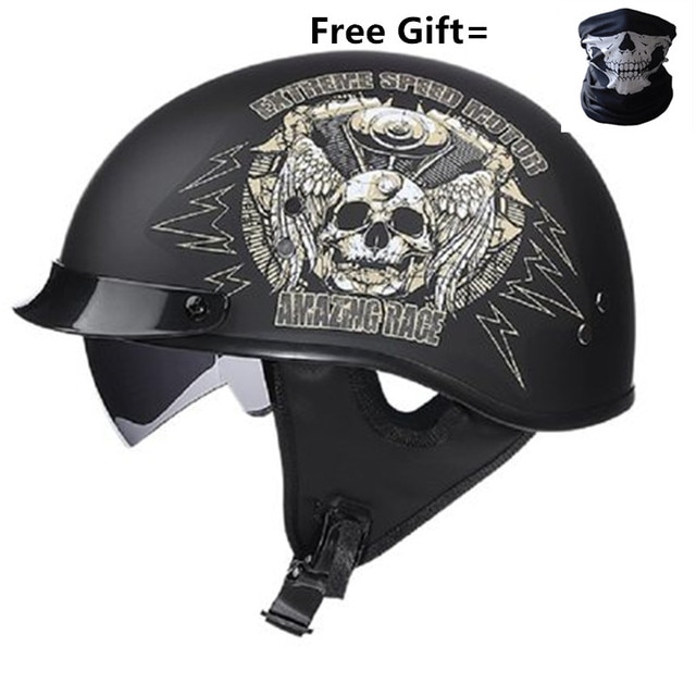 Black Vintage Motorcycle Helmet Open Face Helmet Dot Approved Half Helmet Retro Moto Casco Capacete Motociclistas Capacete | Fugo Best