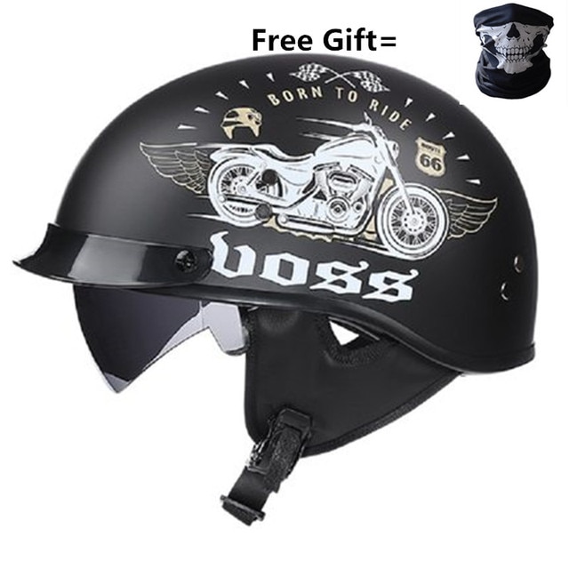 Black Vintage Motorcycle Helmet Open Face Helmet Dot Approved Half Helmet Retro Moto Casco Capacete Motociclistas Capacete | Fugo Best