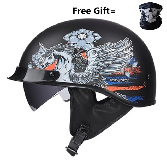 Black Vintage Motorcycle Helmet Open Face Helmet Dot Approved Half Helmet Retro Moto Casco Capacete Motociclistas Capacete | Fugo Best