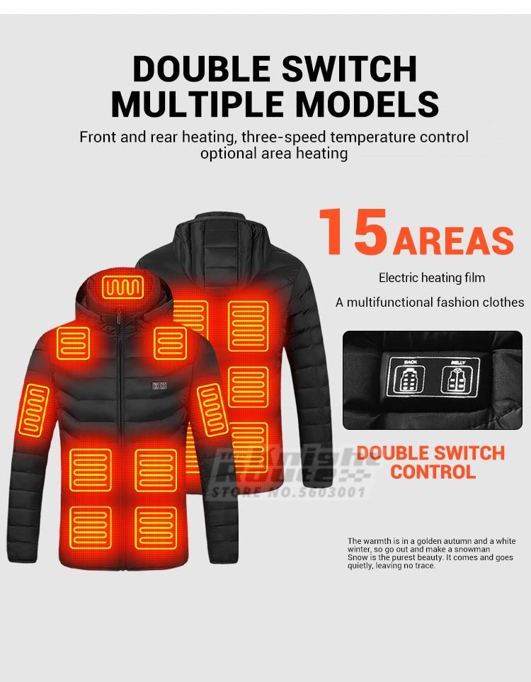 15 Areas Mens Heated Jacket Womens Windbreaker Warm Vest USB Heating Jackets Heated Vests Hiking Hunting Coat Autumn Winter | Fugo Best