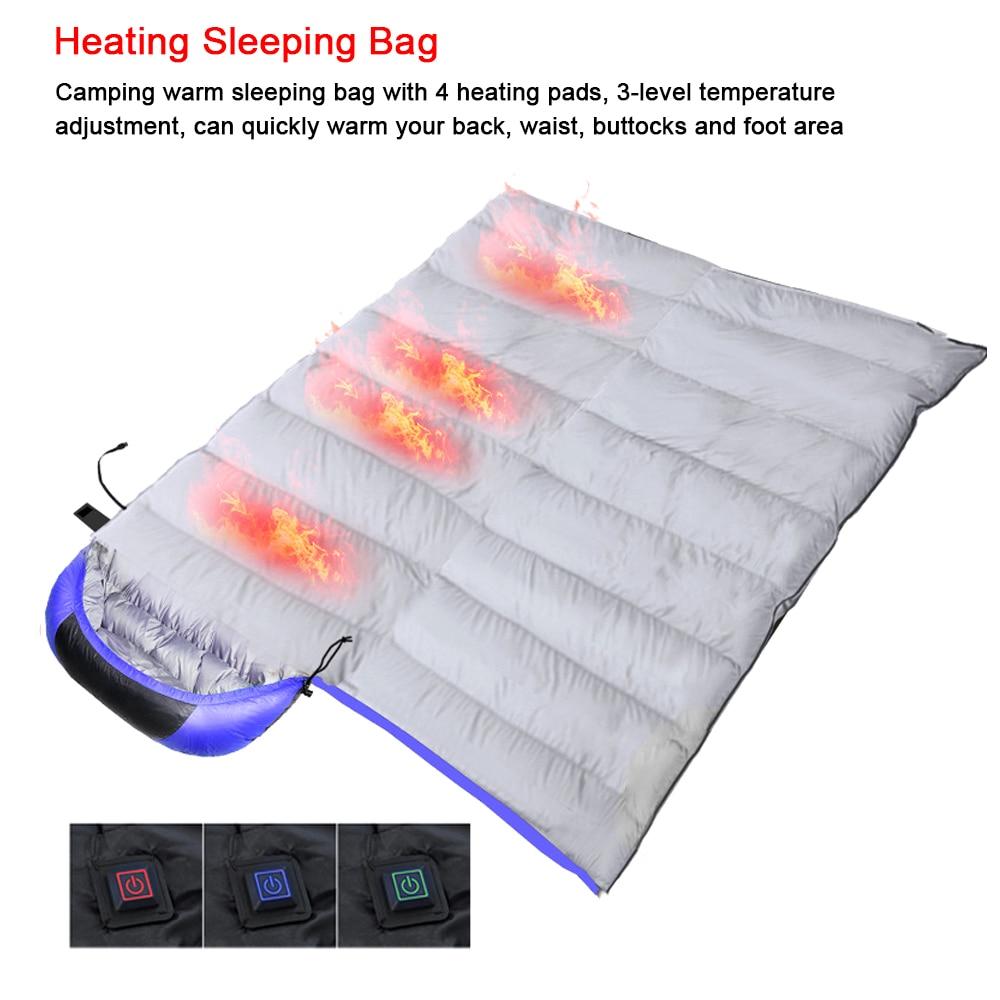 Adults Ultralight Heated Sleeping Bag USB Powered Heating Pad Waterproof Camping Warm Sleeping Bags with 3-Level Temperature | Fugo Best