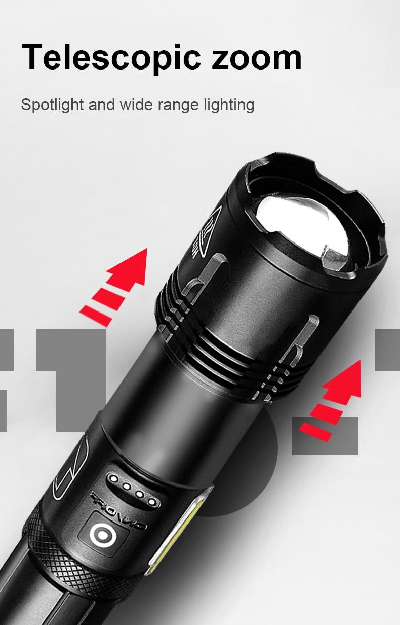 Super XHP120 Powerful Led Flashlight XHP90 High Power Torch light Rechargeable Tactical flashlight 18650 Usb Camping Lamp | Fugo Best