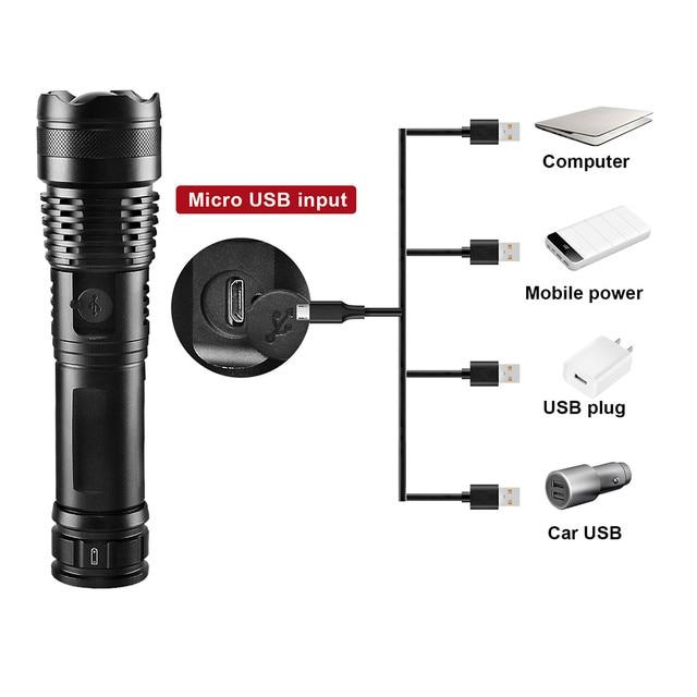 Super XHP160 Powerful Led Flashlight Torch XHP90 P70 High Power Tactical Flashlight USB Rechargeable Waterproof Flash Light | Fugo Best