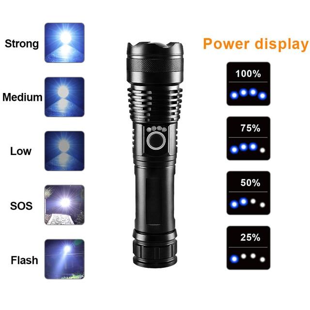 Super XHP160 Powerful Led Flashlight Torch XHP90 P70 High Power Tactical Flashlight USB Rechargeable Waterproof Flash Light | Fugo Best