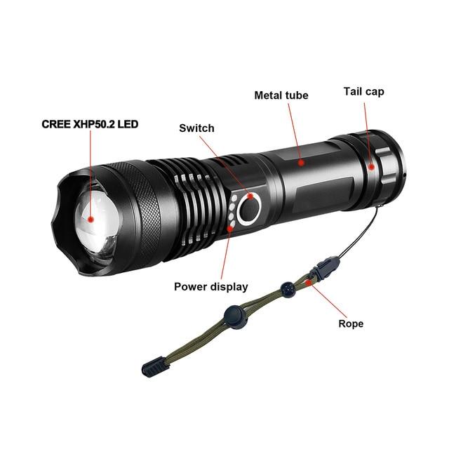 Super XHP160 Powerful Led Flashlight Torch XHP90 P70 High Power Tactical Flashlight USB Rechargeable Waterproof Flash Light | Fugo Best