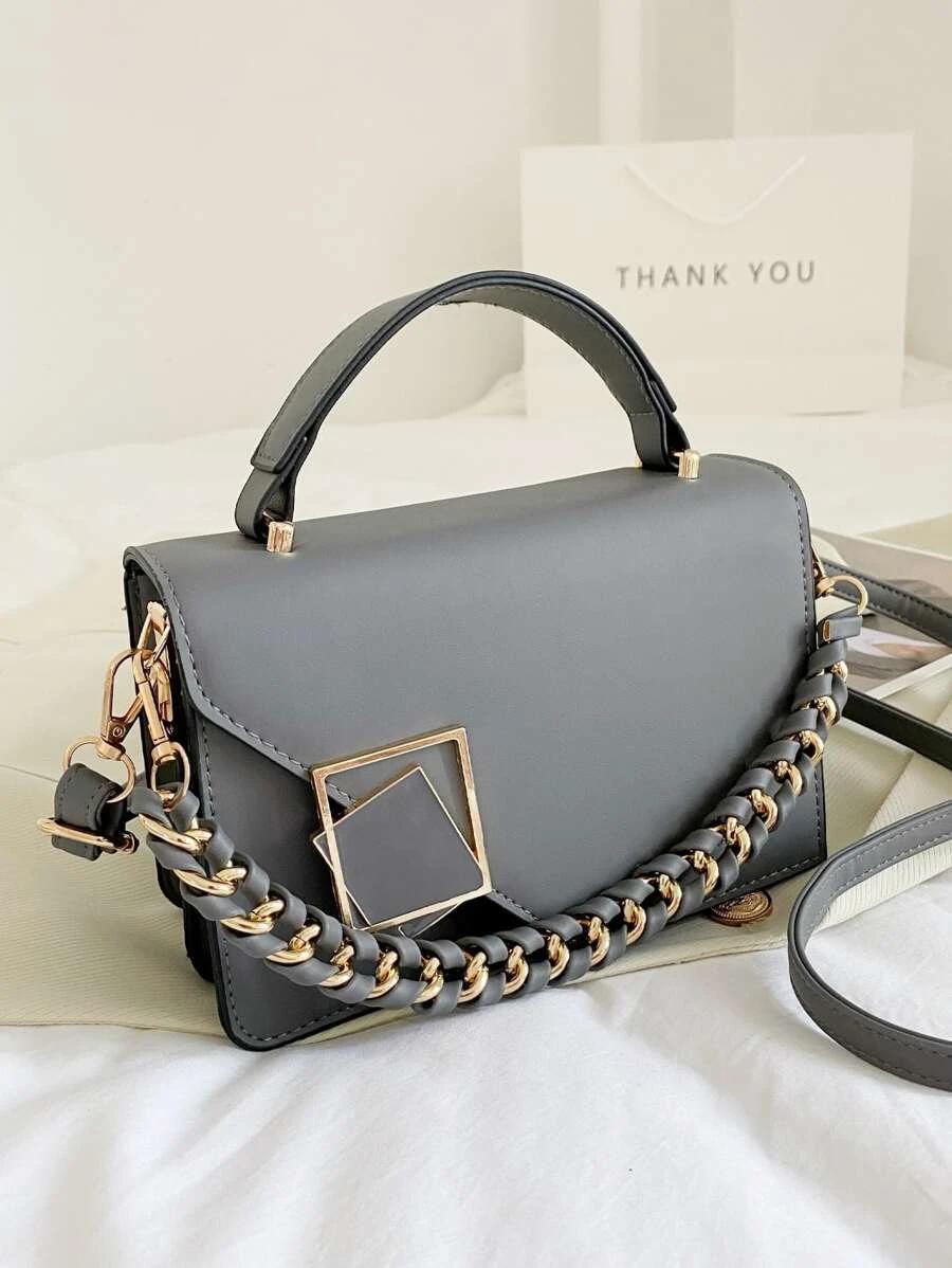 Mini Metal & Chain Decor Flap Square Bag | Fugo Best