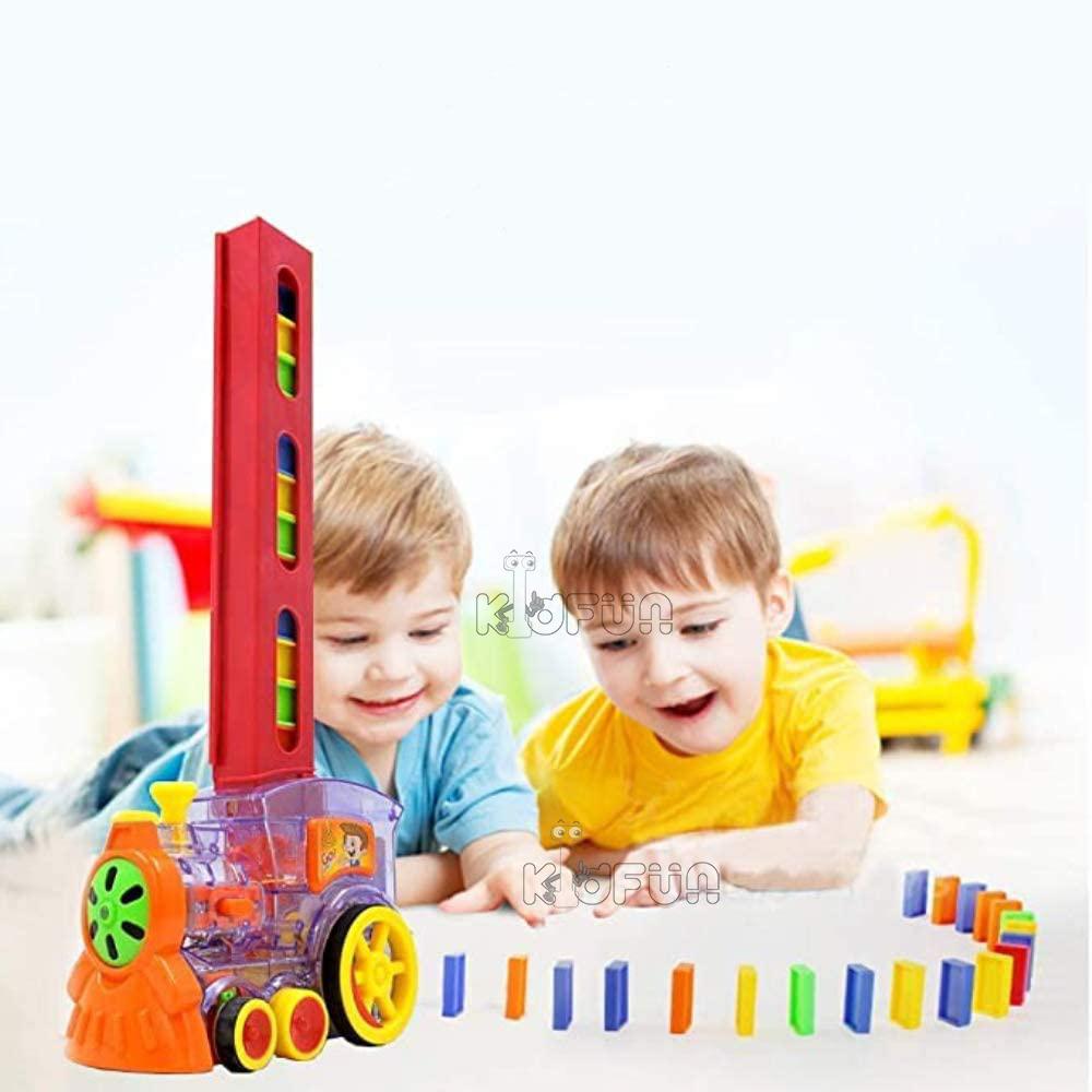 Kids Domino Train Car Set Sound Light Automatic Laying Domino Brick Colorful Dominoes Blocks Game Educational DIY Toy Gift | Fugo Best