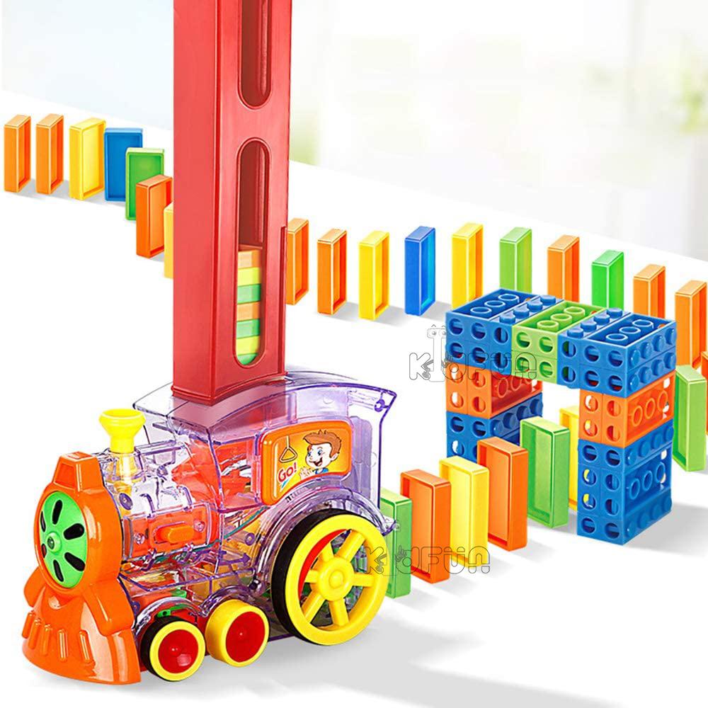 Kids Domino Train Car Set Sound Light Automatic Laying Domino Brick Colorful Dominoes Blocks Game Educational DIY Toy Gift | Fugo Best