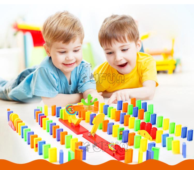 Kids Domino Train Car Set Sound Light Automatic Laying Domino Brick Colorful Dominoes Blocks Game Educational DIY Toy Gift | Fugo Best