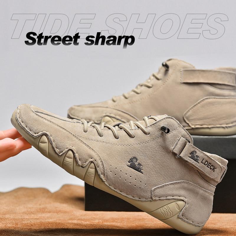 Men Boots Spring with High Sneakers 2022 Newly Outdoor Light Casual Shoes for Men Genuine Leather Casual Boots Zapatillas Hombre | Fugo Best