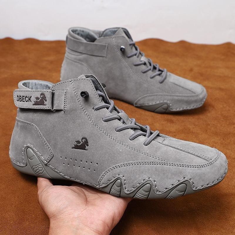 Men Boots Spring with High Sneakers 2022 Newly Outdoor Light Casual Shoes for Men Genuine Leather Casual Boots Zapatillas Hombre | Fugo Best