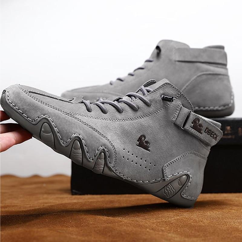 Men Boots Spring with High Sneakers 2022 Newly Outdoor Light Casual Shoes for Men Genuine Leather Casual Boots Zapatillas Hombre | Fugo Best