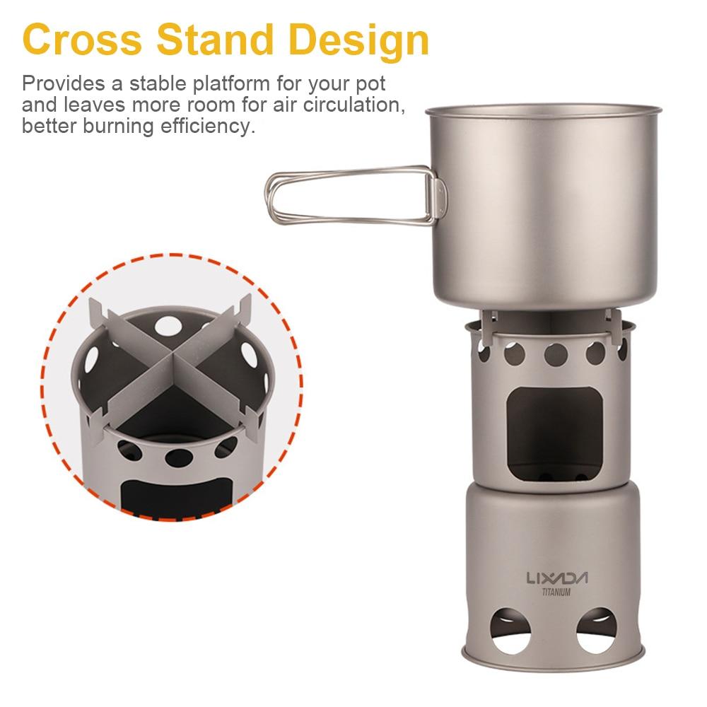 Lixada Portable Titanium Outdoor Camping Wood Stove Folding Lightweight Wood Burner Hiking Cooking Picnic Stove with Mesh Sack | Fugo Best