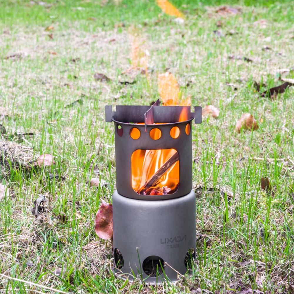 Lixada Portable Titanium Outdoor Camping Wood Stove Folding Lightweight Wood Burner Hiking Cooking Picnic Stove with Mesh Sack | Fugo Best