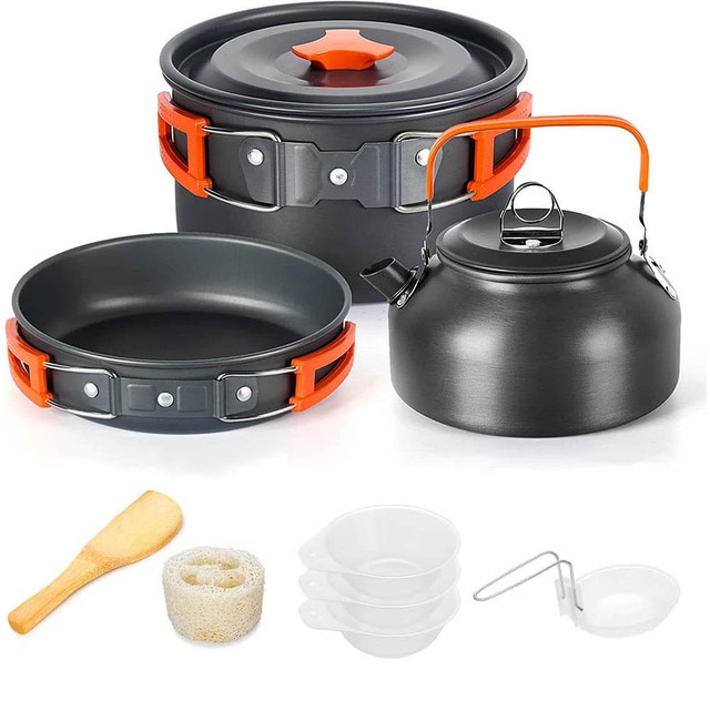 Camping Cooking Set Outdoor Aluminum Lightweight Equipment Camping Cookware Kit For Traveling Trekking Hiking Supplies | Fugo Best