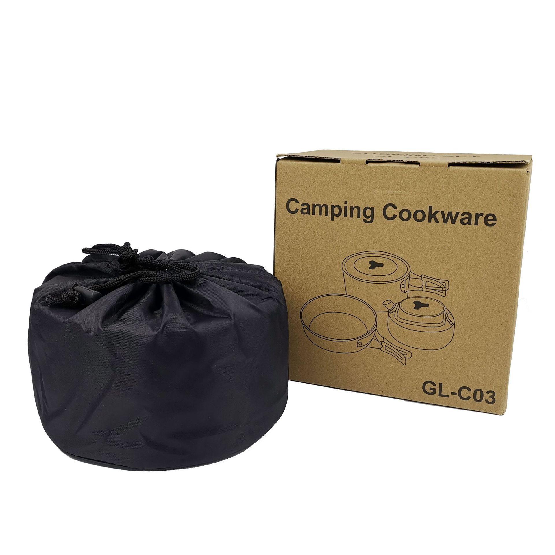 Camping Cookware Set Portable Outdoor Cooking Supplies Pot Pan Kettle Cups Plates Flatware Tableware Mess Kit for 2 People | Fugo Best