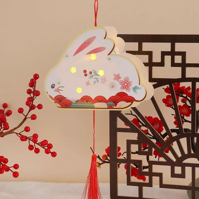 2023 Chinese New Year Rabbit Projection Lanterns DIY Handmade Material Bag Childrens Hand Lanterns Home Spring Festival Decors | Fugo Best