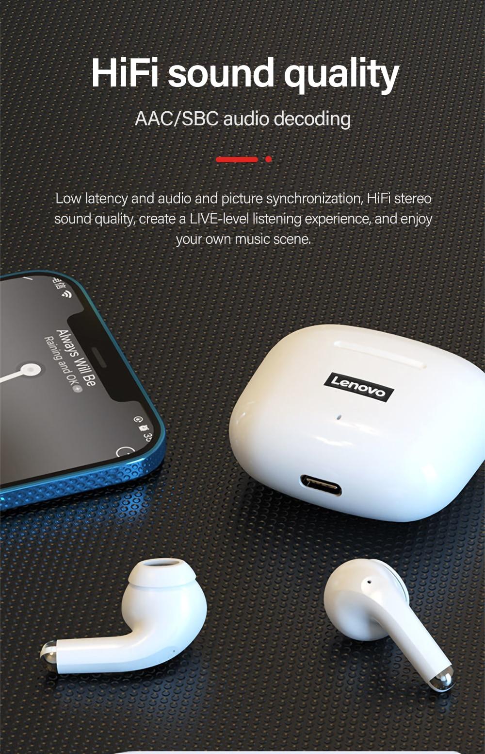 Lenovo LP40 Pro Earphone Bluetooth 5.1 Wireless Headphones Waterproof Earpieces Sports Earbuds Wiht Microphone Music TWS Headset | Fugo Best