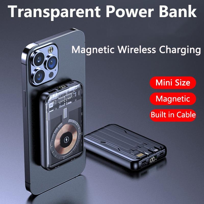 20000mAh Magnetic Qi Wireless Charger Transparent Power Bank for iPhone 14 13 12 Series Mini Powerbank for Samsung Huawei Xiaomi | Fugo Best