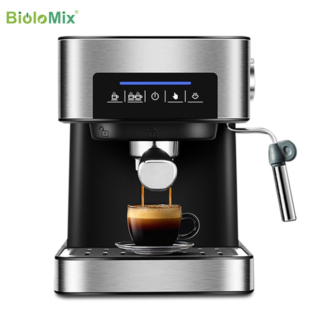 BioloMix 20 Bar 1050W Semi Automatic Espresso Coffee Machine Coffee Maker with Milk Frother Cafetera Cappuccino Hot Water Steam | Fugo Best