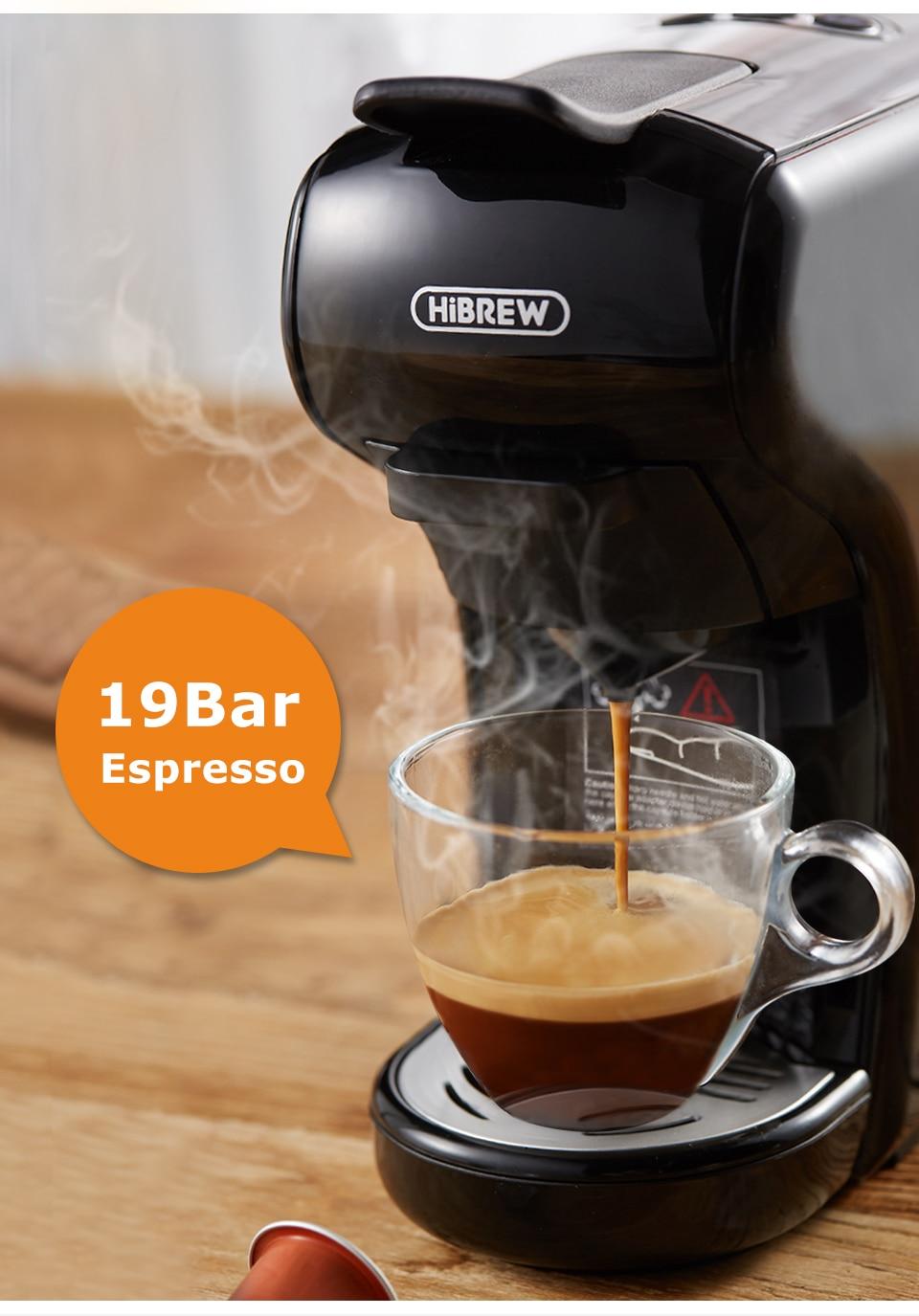 HiBREW Coffee Machine 19 Bar 3in1&4in1 Multiple Capsule Espresso Cafetera , Pod Coffee Maker Dolce Milk&Nexpresso &Powder H1 | Fugo Best