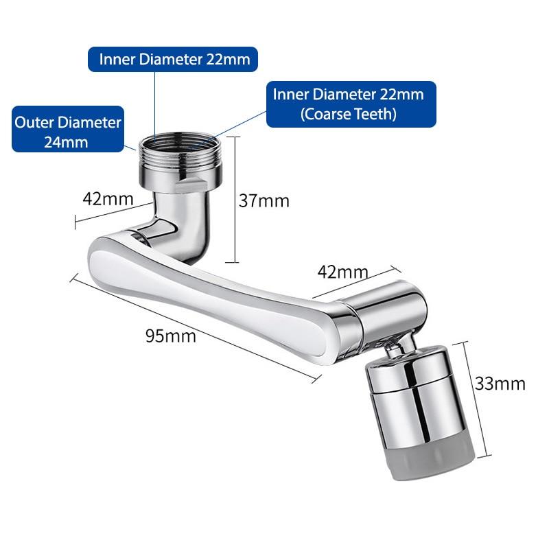 Stainless steel Universal 1080 Swivel Robotic Arm Swivel Extension Faucet Aerator Kitchen Sink Faucet Extender 2Water Flow Mode | Fugo Best