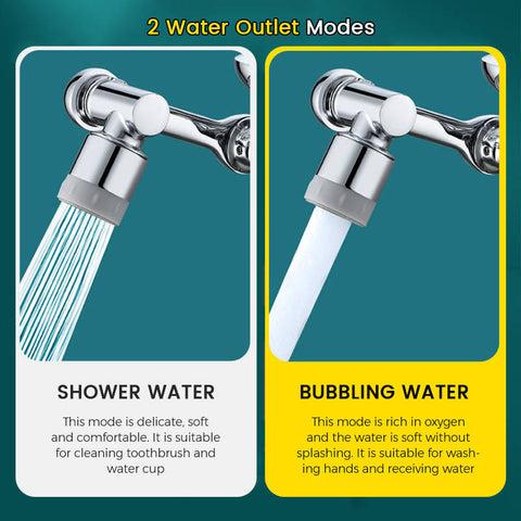 Stainless steel Universal 1080 Swivel Robotic Arm Swivel Extension Faucet Aerator Kitchen Sink Faucet Extender 2Water Flow Mode | Fugo Best