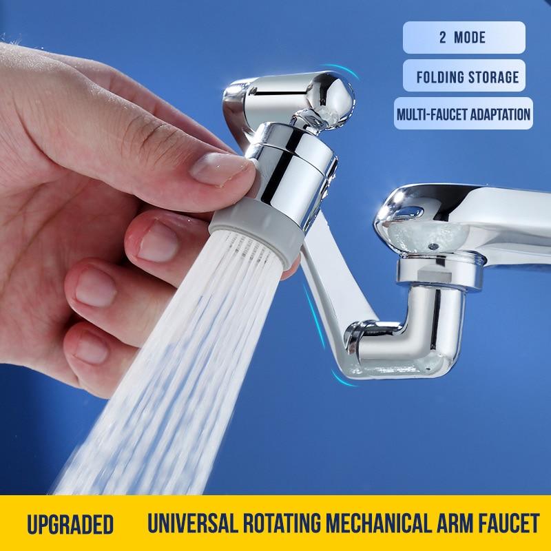 Stainless steel Universal 1080 Swivel Robotic Arm Swivel Extension Faucet Aerator Kitchen Sink Faucet Extender 2Water Flow Mode | Fugo Best