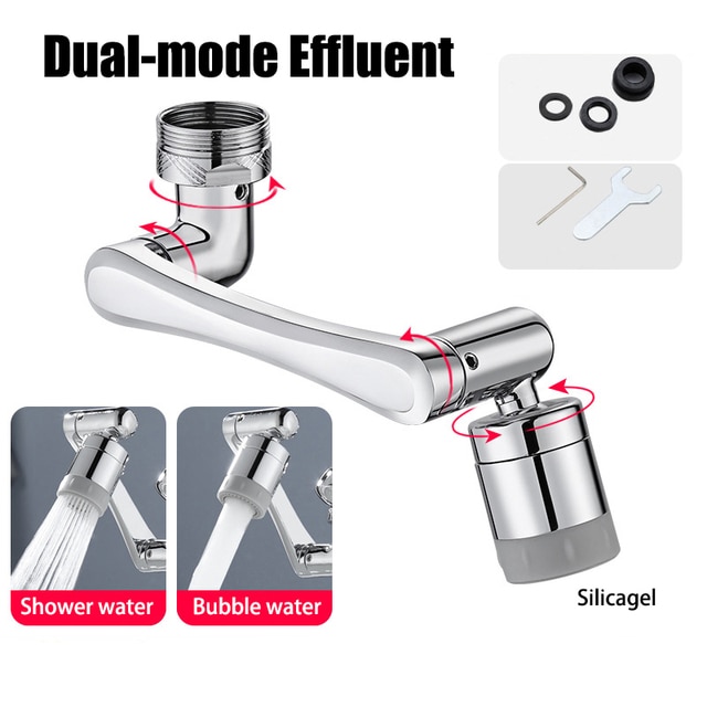 Stainless steel Universal 1080 Swivel Robotic Arm Swivel Extension Faucet Aerator Kitchen Sink Faucet Extender 2Water Flow Mode | Fugo Best