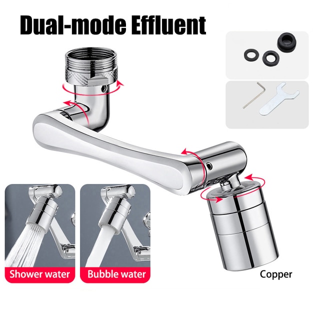 Stainless steel Universal 1080 Swivel Robotic Arm Swivel Extension Faucet Aerator Kitchen Sink Faucet Extender 2Water Flow Mode | Fugo Best