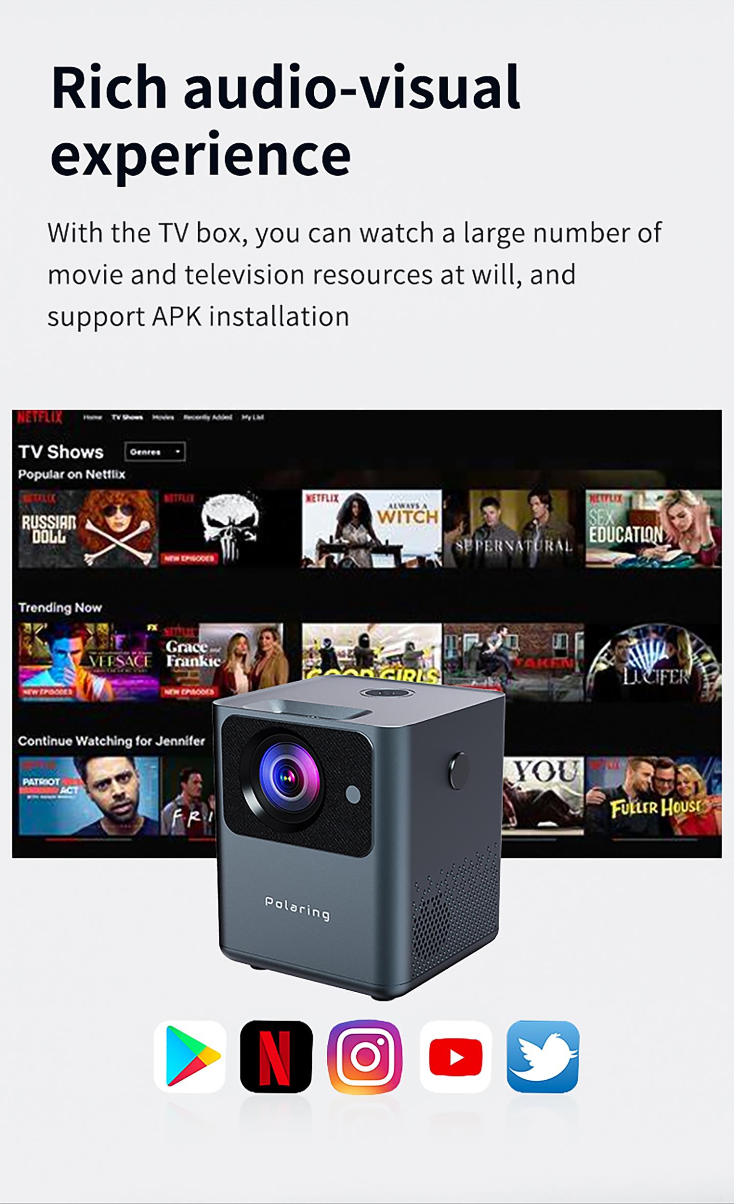 Polaring A2pro Digital Projector 1080P 4D Keystone Android System 5GWIFI Video Projetor 180ANSI 9000Lumes Home Camping Proyector | Fugo Best