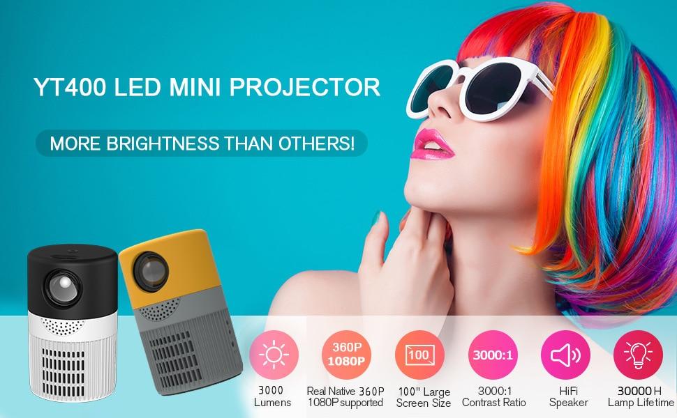 Xiaomi NEW YT400 LED Mobile Video Mini Projector Home Theater Media Player Kids Gift Cinema Wired Same Screen Projector For Wifi | Fugo Best