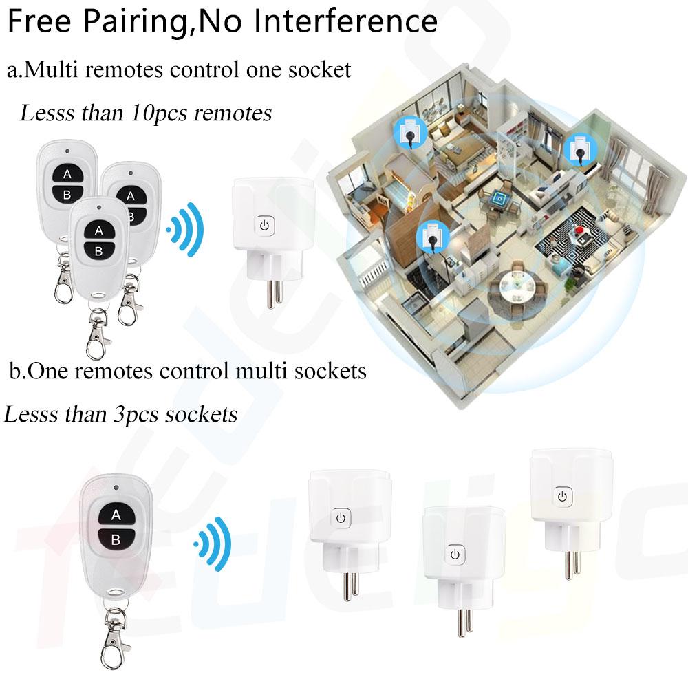 RF 220V 16A Electrical Socket 433MHz Wireless Remote Control Plug 3000W EU FR Standard,for Home LED/Light/Fan/Lamp ON OFF | Fugo Best