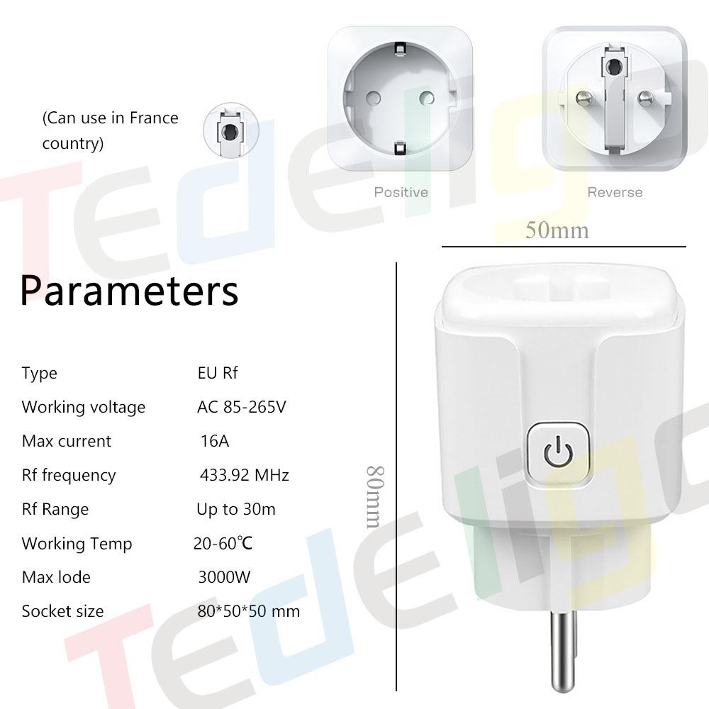 RF 220V 16A Electrical Socket 433MHz Wireless Remote Control Plug 3000W EU FR Standard,for Home LED/Light/Fan/Lamp ON OFF | Fugo Best