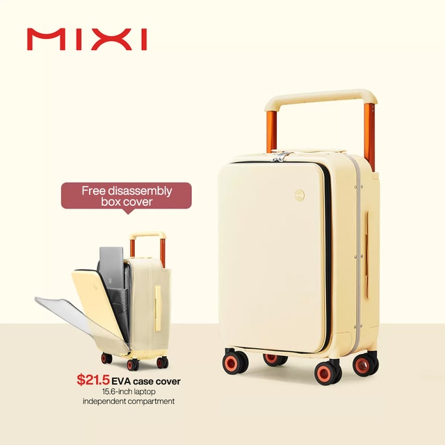 Mixi 2022 New Design Wide Handle Suitcase Men Carry-On Luggage Women Travel Trolley Case 20 Inch Cabin PC Aluminum Frame M9275 | Fugo Best