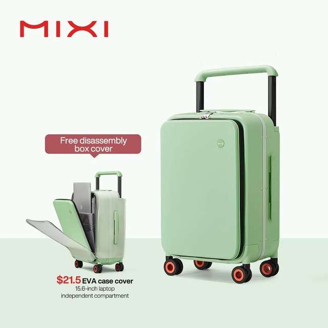 Mixi 2022 New Design Wide Handle Suitcase Men Carry-On Luggage Women Travel Trolley Case 20 Inch Cabin PC Aluminum Frame M9275 | Fugo Best